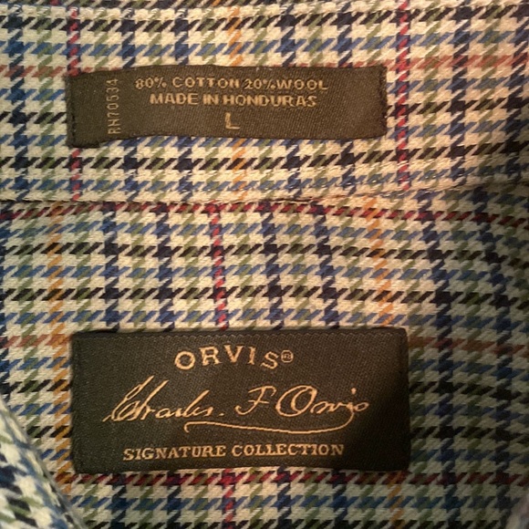 Mens Orvis brand long sleeve cotton/wool blend shirt - Picture 2 of 4
